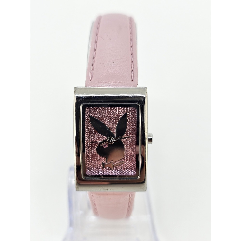 Playboy Women's Analog Watch 20MM Pink Dial Pink Leather Bands NEW Battery
